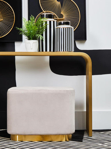 Hartford Mink Stool With Matte Gold Base