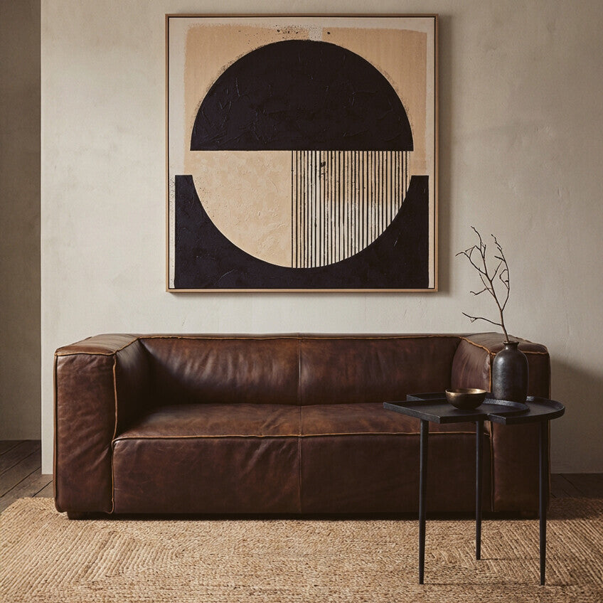 2 Seater Antique Brown Leather Sofa, King - Image 1