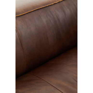 2 Seater Antique Brown Leather Sofa, King - Image 9