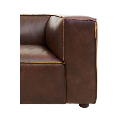 King Three Seater Mexico Brown Leather Sofa