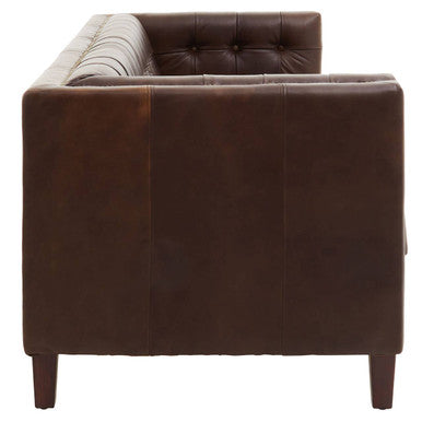 3 Seater Modern Chesterfield Dark Brown Leather Sofa, King - Image 4