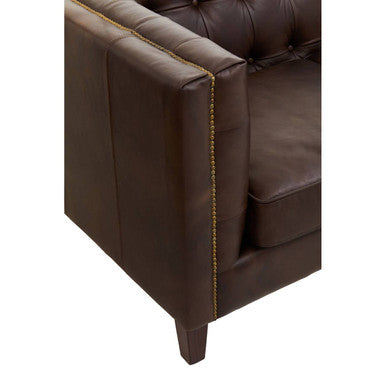 3 Seater Modern Chesterfield Dark Brown Leather Sofa, King - Image 8