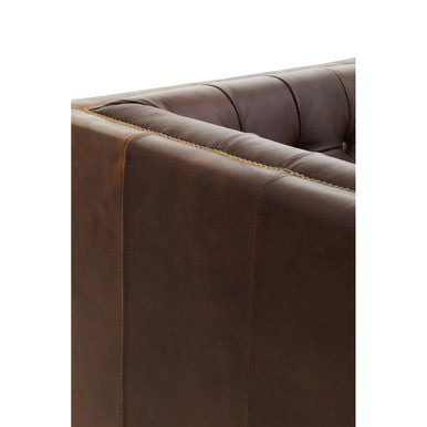 3 Seater Modern Chesterfield Dark Brown Leather Sofa, King - Image 10