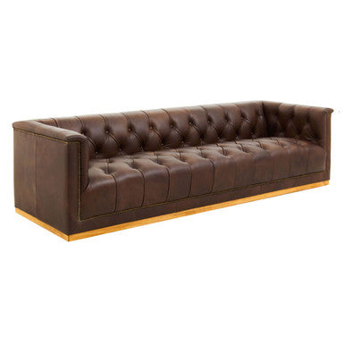 3 Seater Modern Chesterfield Dark Brown Leather Sofa, King - Image 3