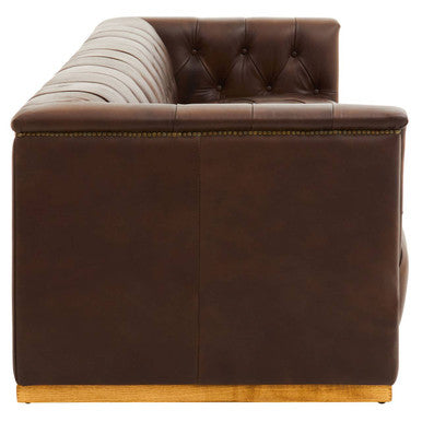 3 Seater Modern Chesterfield Dark Brown Leather Sofa, King - Image 4