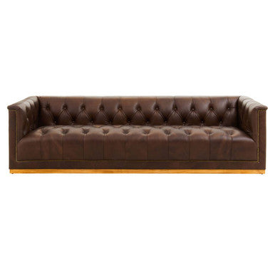 Brown leather sofa on a white background