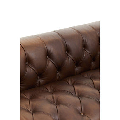 3 Seater Modern Chesterfield Dark Brown Leather Sofa, King - Image 10