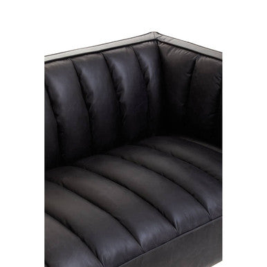 3 Seater Black Leather Sofa with Flared Arms, King - Image 10