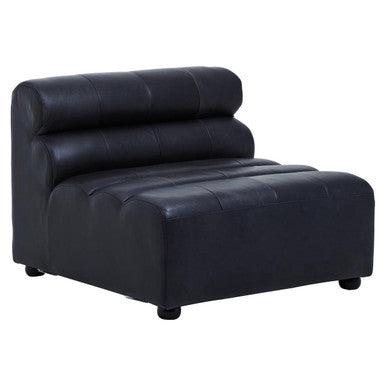 King Armless Antique Black Leather Modular Sofa Chair