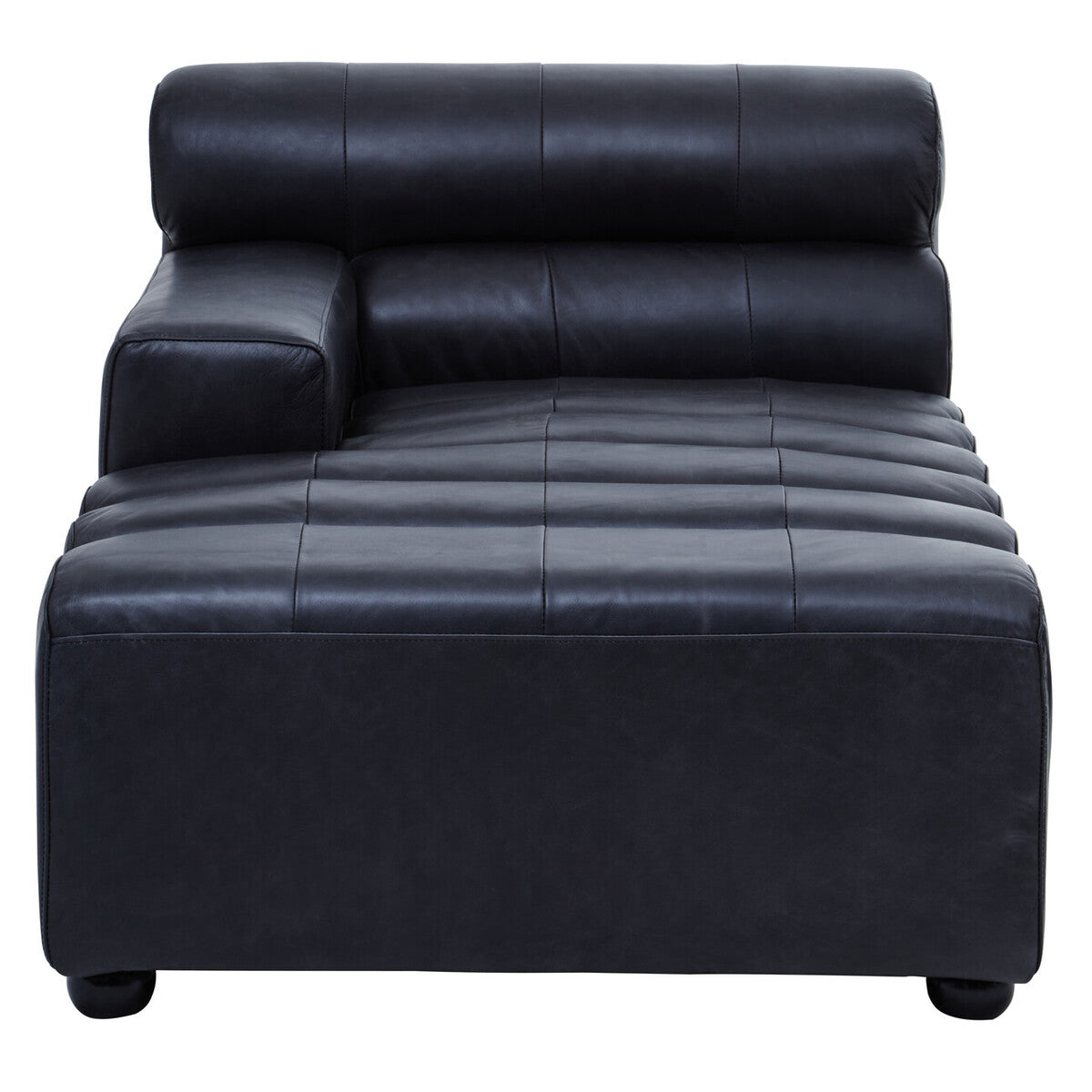 Black leather sectional sofa on a white background