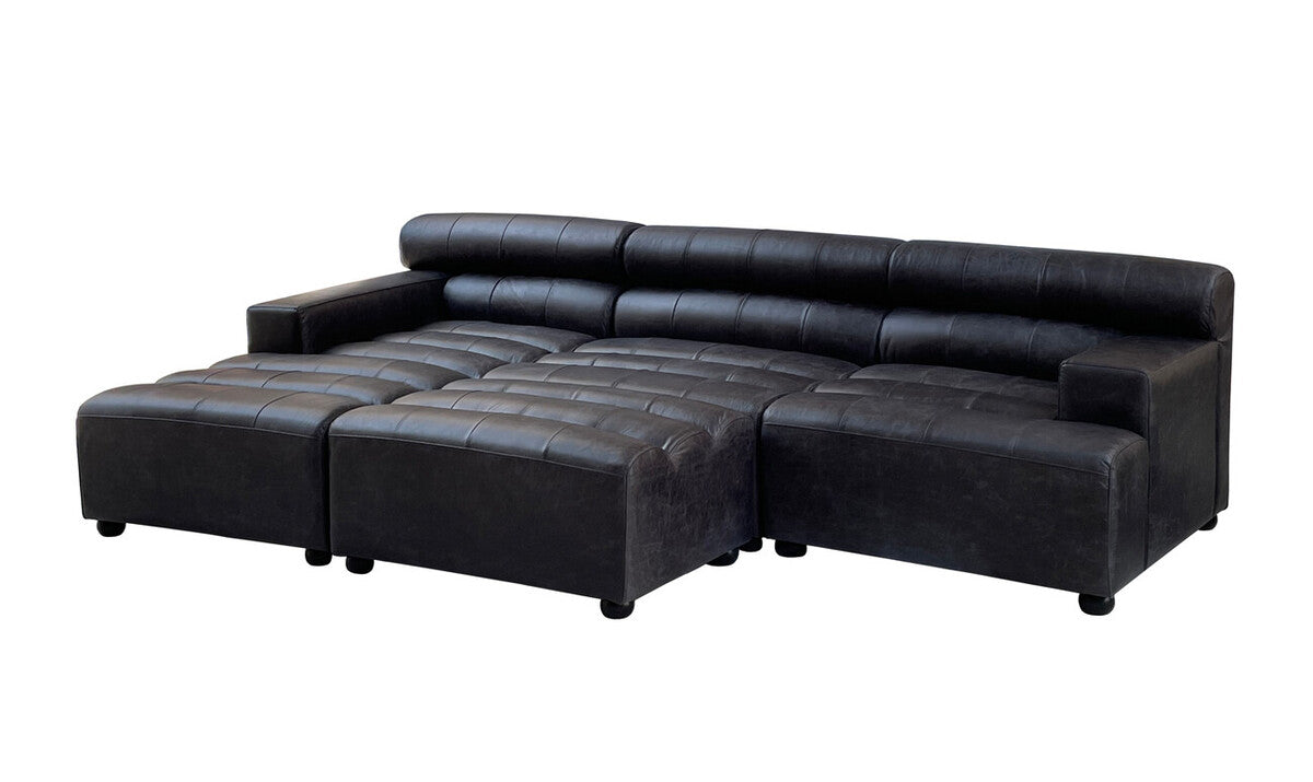 King Left Arm Leather Modular Chaise