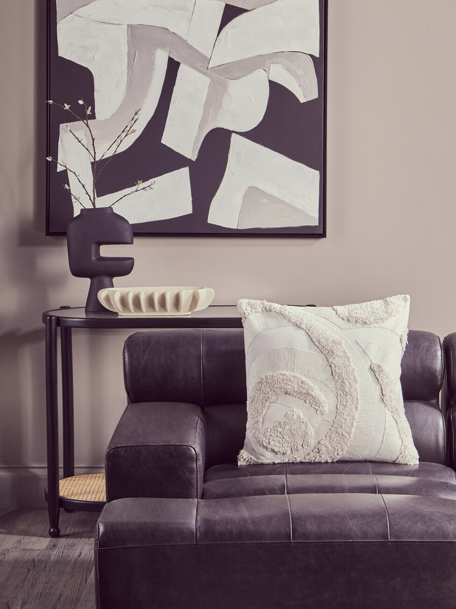 Antique Black Left Arm Leather Modular Chaise Sofa, King - Image 9