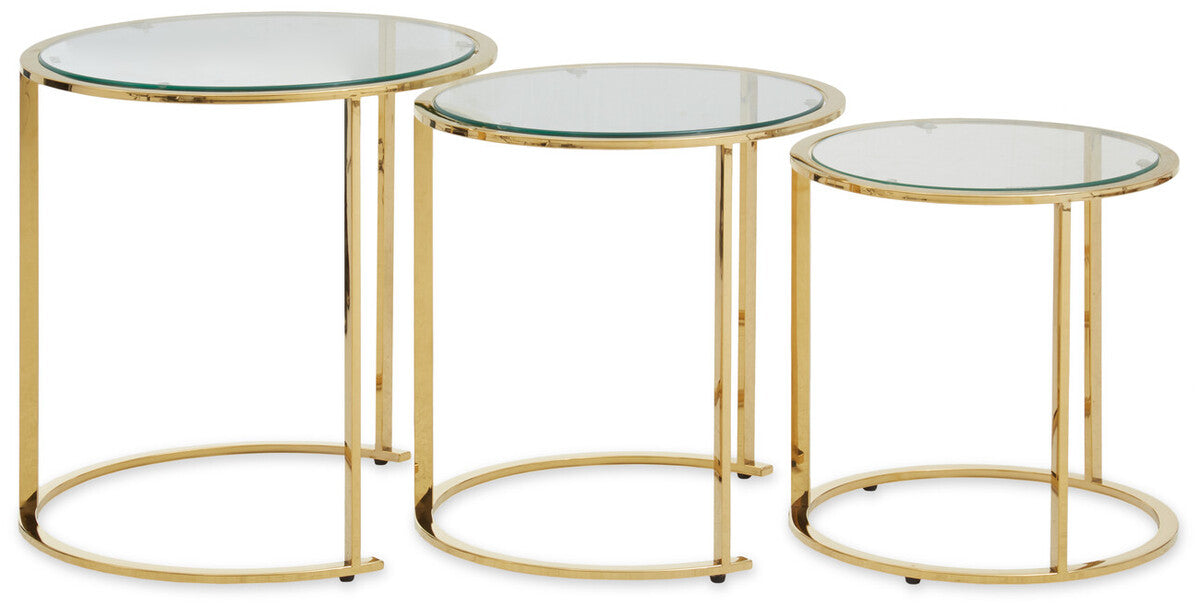 Allure Set Of 3 Gold Brushed Nesting Tables