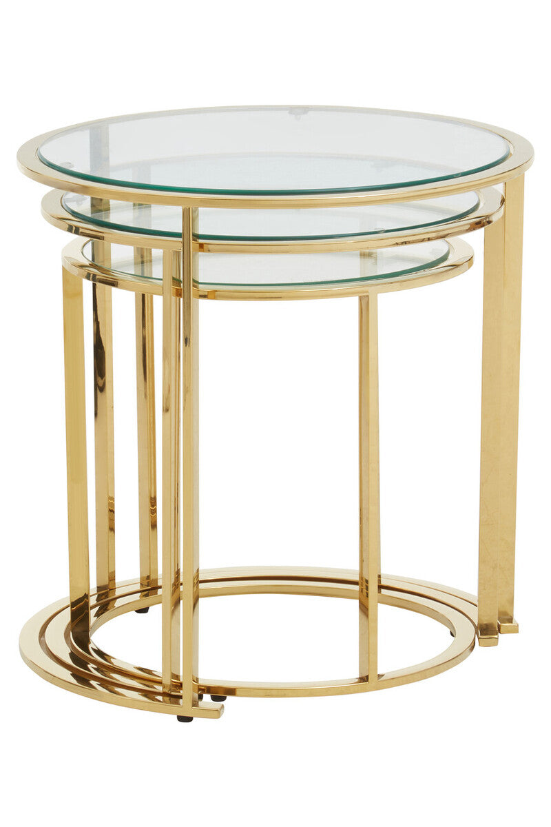 Allure Set Of 3 Gold Brushed Nesting Tables