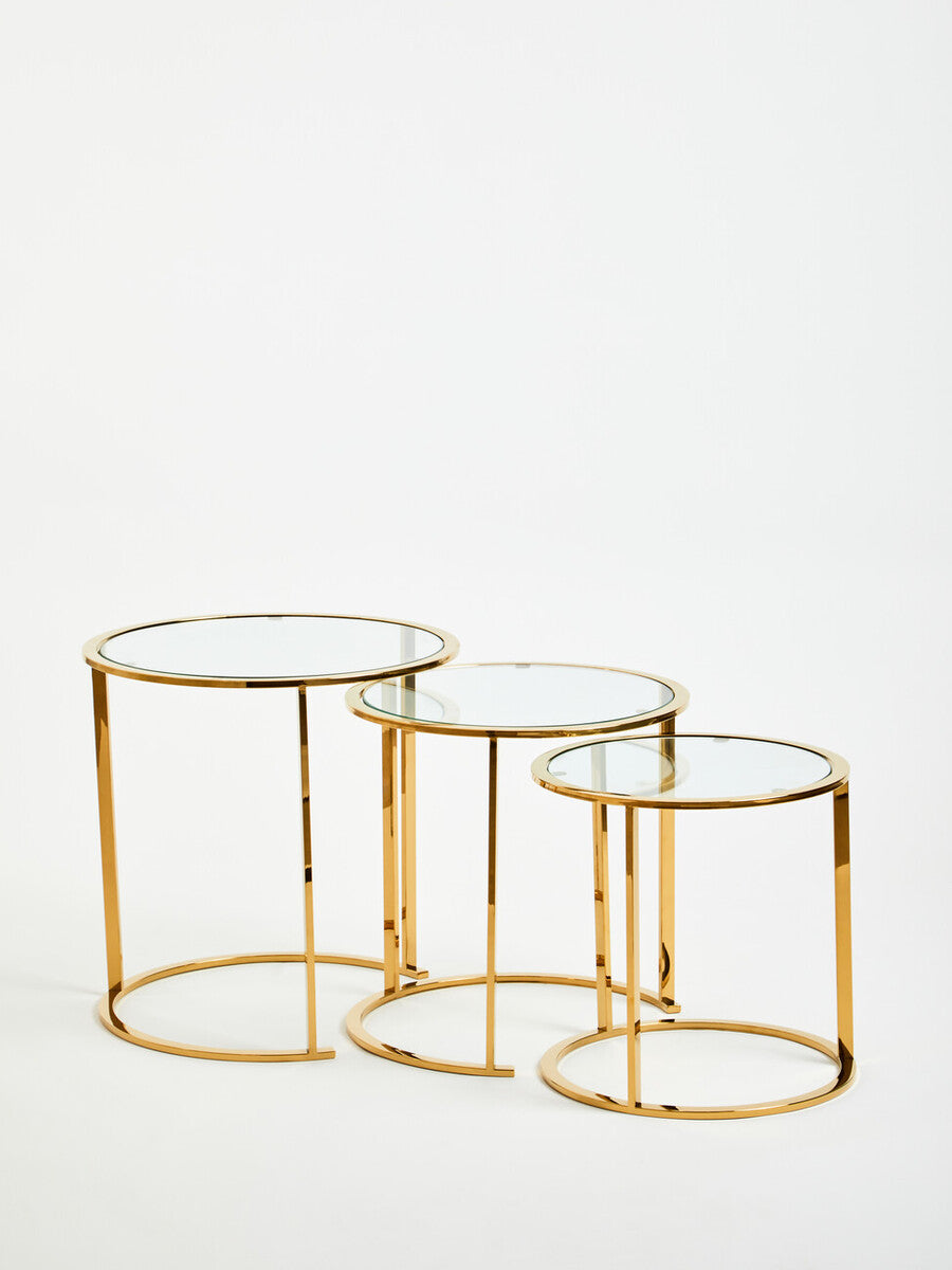 Allure Set Of 3 Gold Brushed Nesting Tables