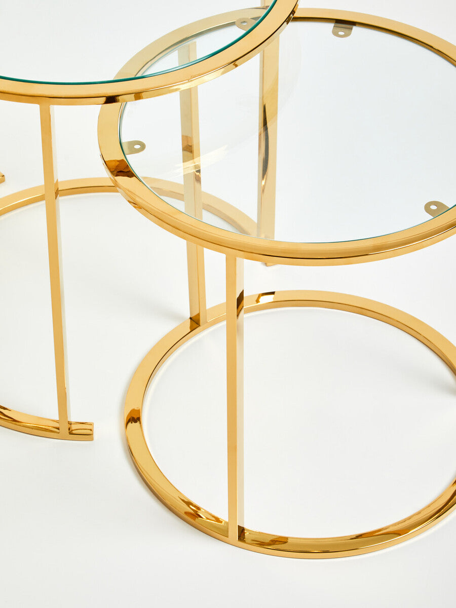 Allure Set Of 3 Gold Brushed Nesting Tables