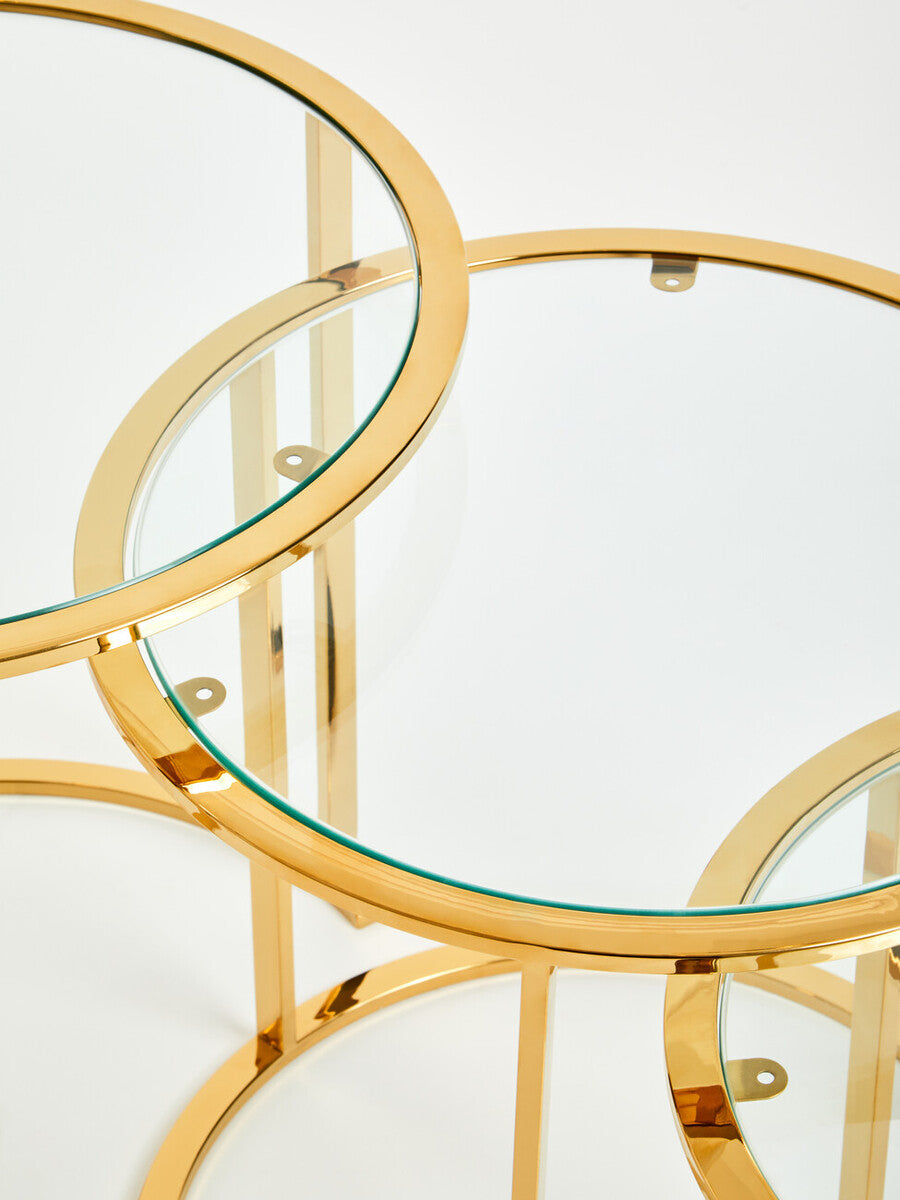Allure Set Of 3 Gold Brushed Nesting Tables