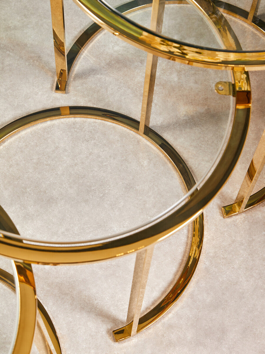 Allure Set Of 3 Gold Brushed Nesting Tables
