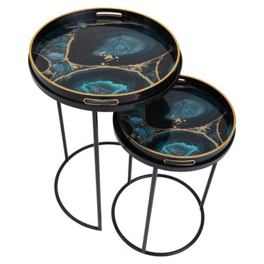 Celina Set Of 2 Nesting Tables with Agate Effect
