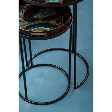 Celina Set Of 2 Nesting Tables with Agate Effect - Image 9