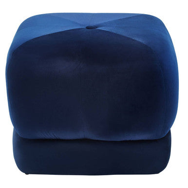 Kaia Midnight Blue Velvet Square Stool