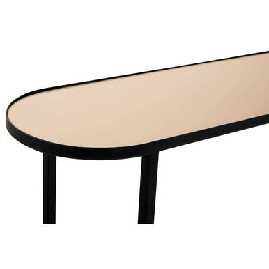 Smoked Mirror Top 2-Tier Console Table with Black Asymmetric Metal Frame, Cercle