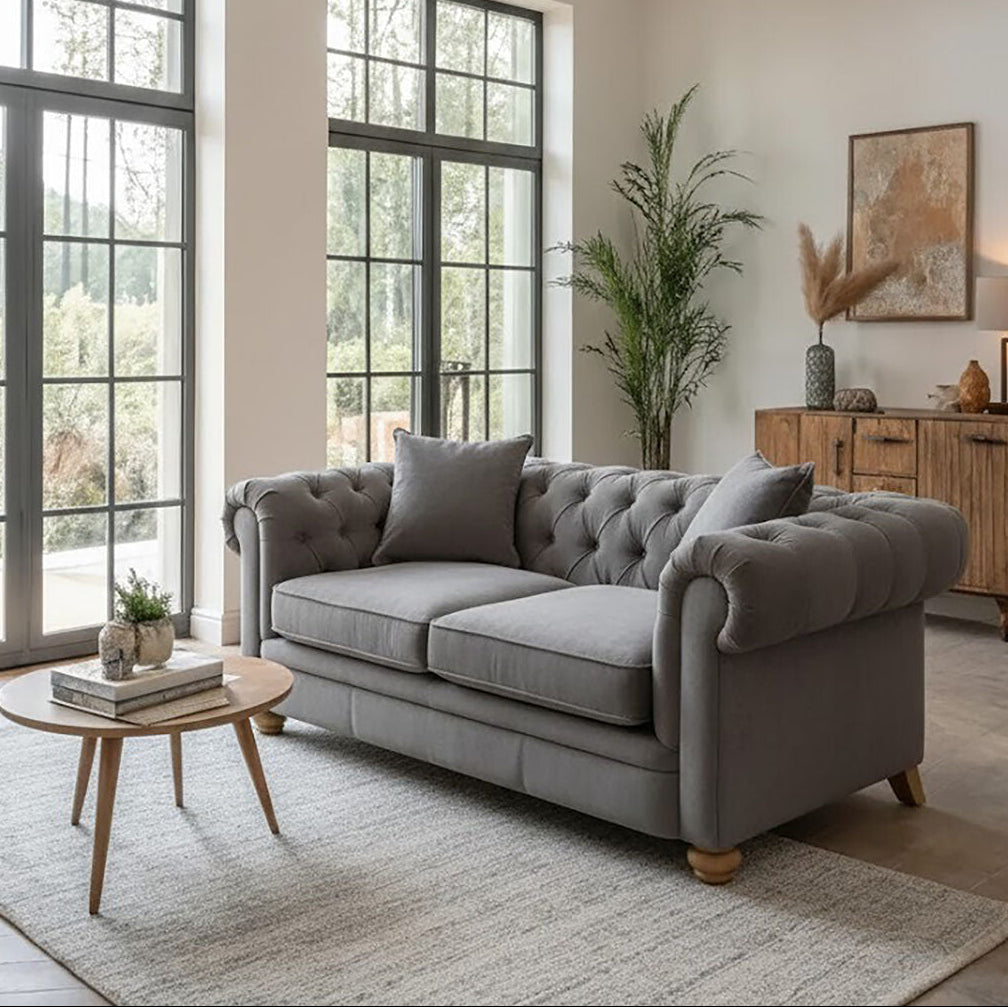 2 Seater Grey Fabric Sofa, Spencer - Image 1