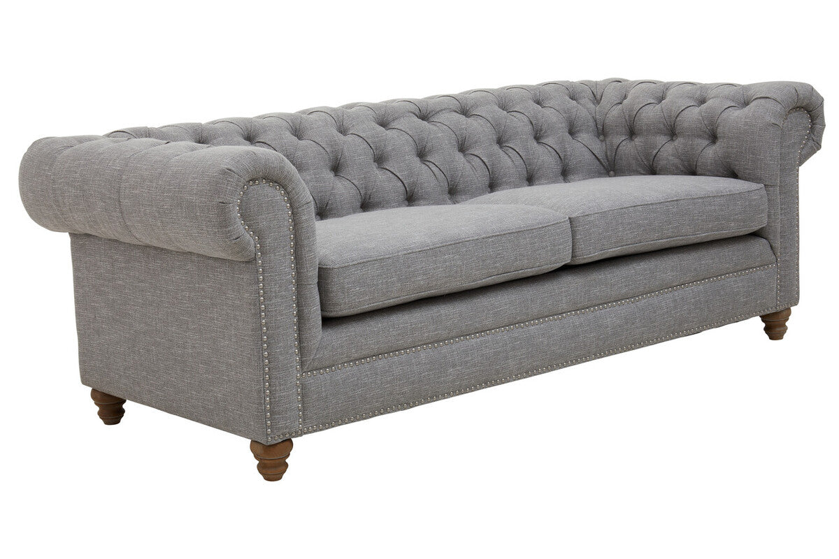 3 Seater Grey Linen Sofa, Stella - Image 3