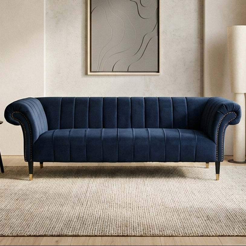 3 Seater Midnight Velvet Sofa, Siena - Image 1
