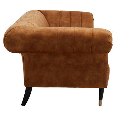 3 Seater Gold Velvet Sofa, Siena - Image 4