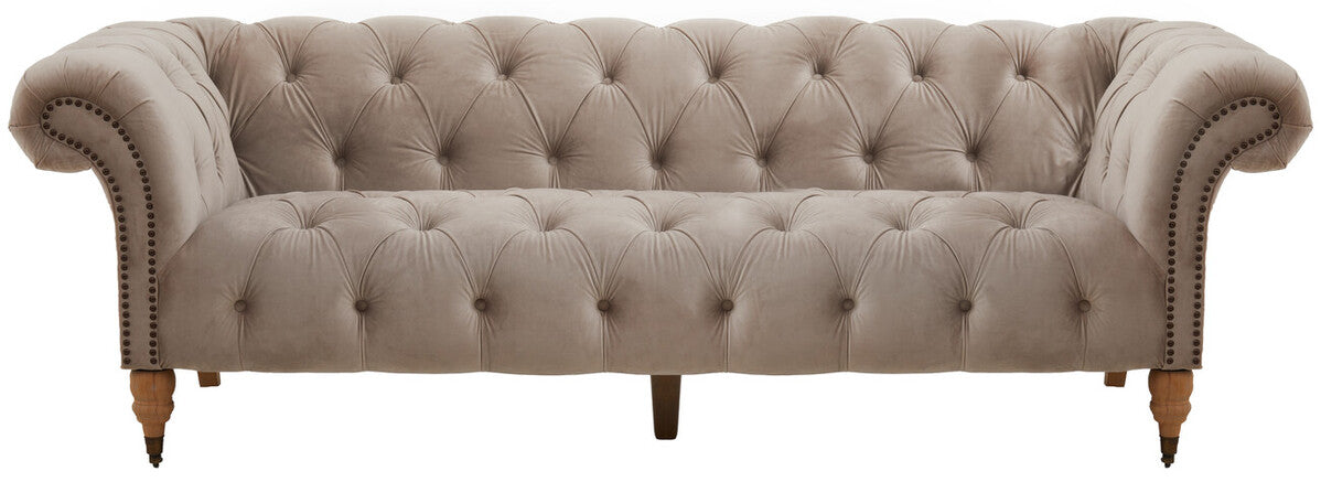 Suri Three Seat Natural Velvet Sofa - Image 1