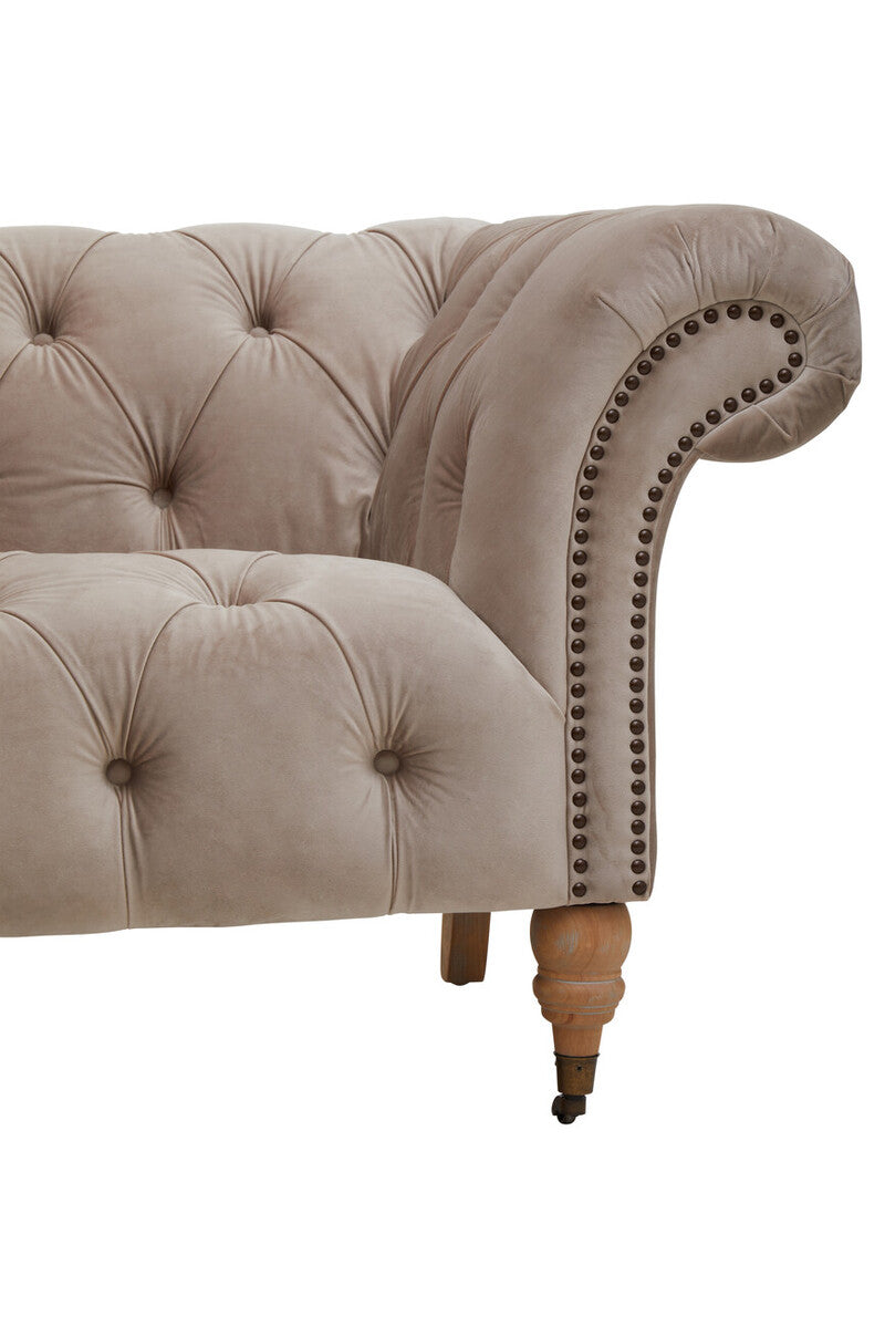 Suri Three Seat Natural Velvet Sofa - Image 5
