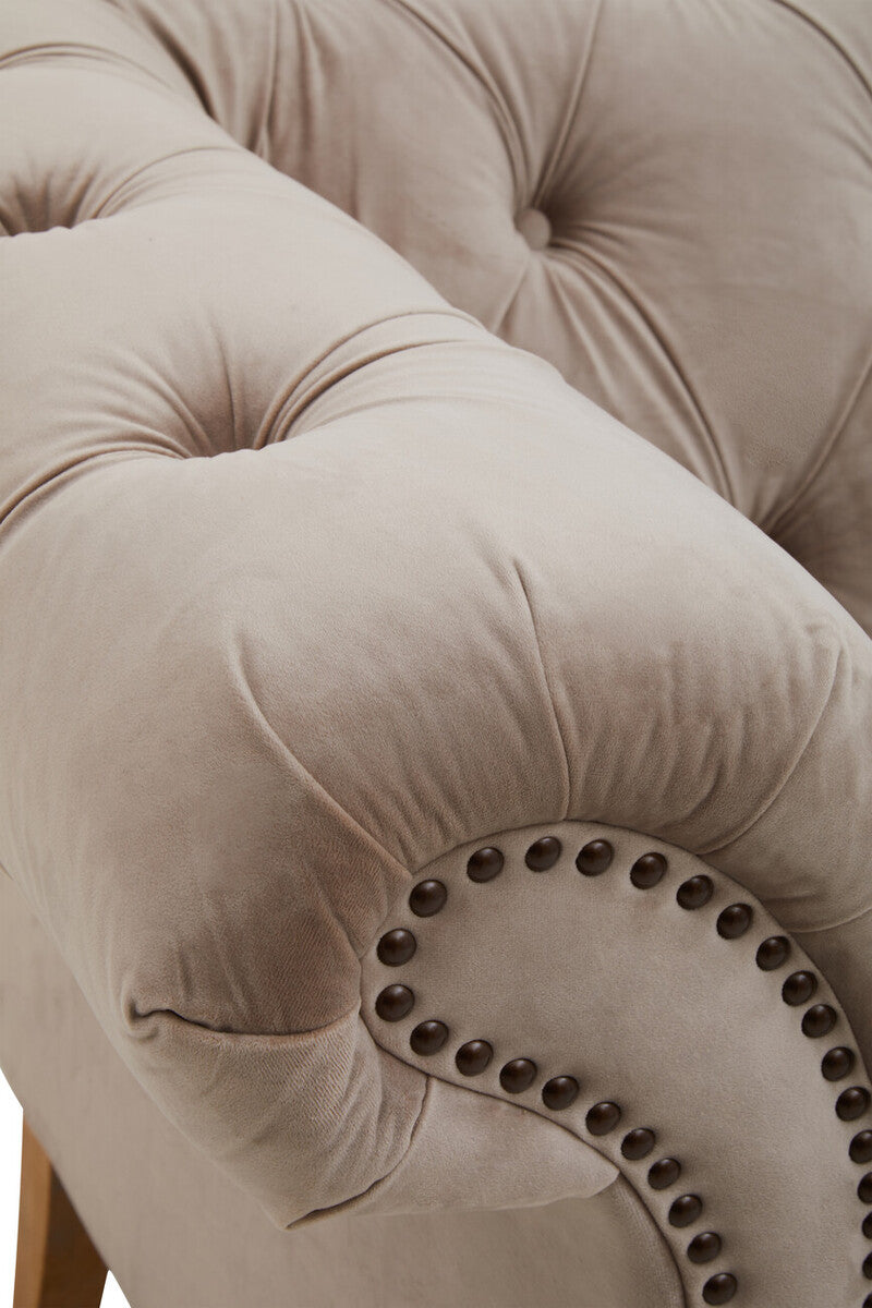 Suri Three Seat Natural Velvet Sofa - Image 8