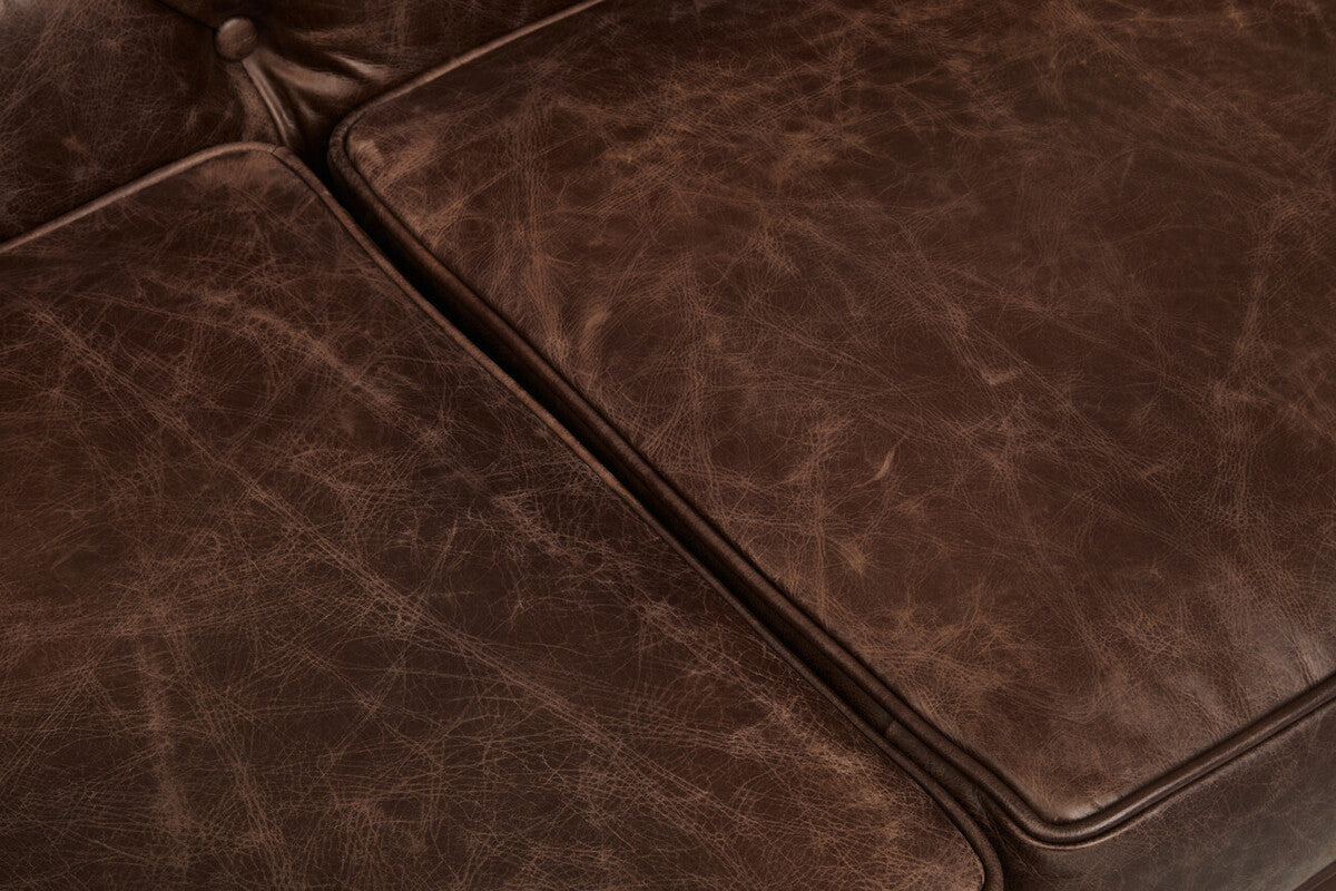 Hoxton Brown Leather Sofa - Image 9