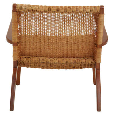 Java Brown Finish Natural Rattan Woven Chair