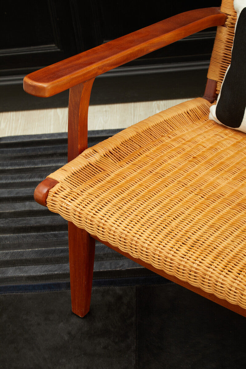 Java Brown Finish Natural Rattan Woven Chair