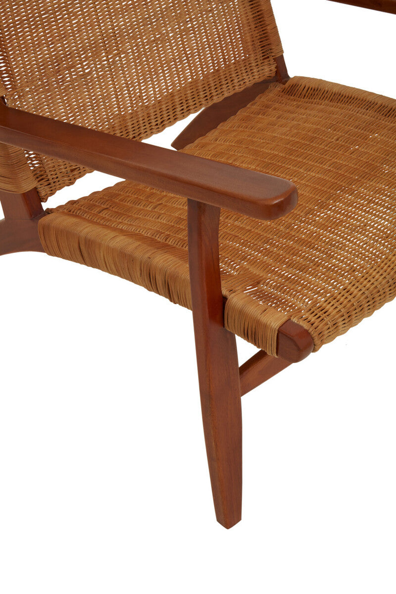 Java Brown Finish Natural Rattan Woven Chair