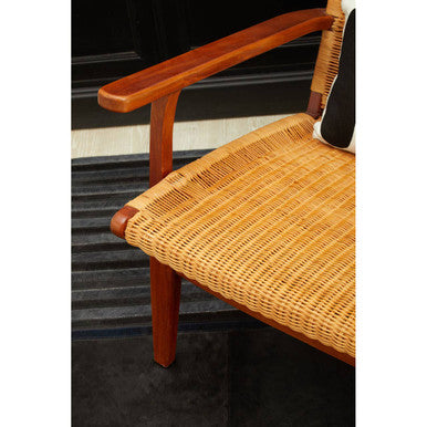 Java Brown Finish Natural Rattan Woven Chair