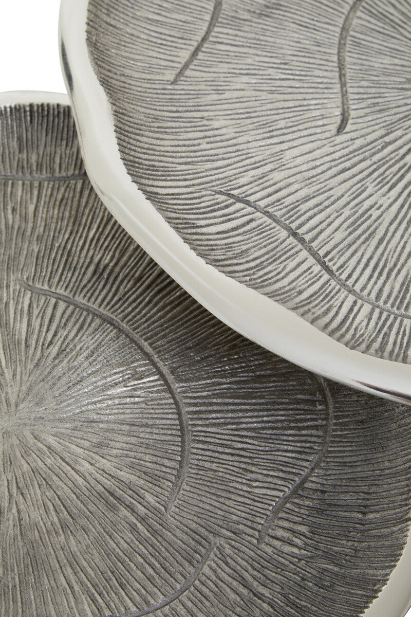 Silva Set Of Two Oak Effect Silver Top Side Tables
