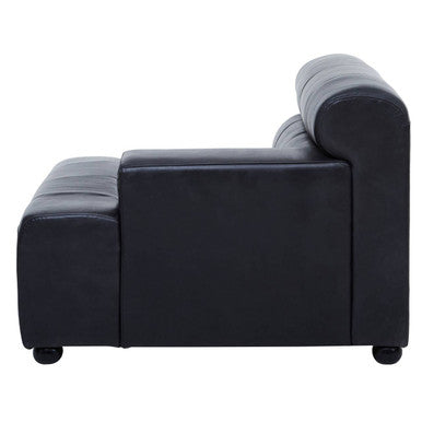 King Right Arm Antique Black Leather Modular Sofa