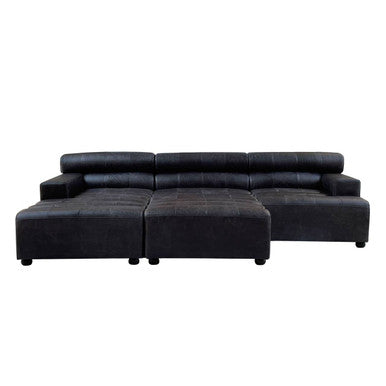 Right Arm Antique Black Leather Modular Sofas, King - Image 12