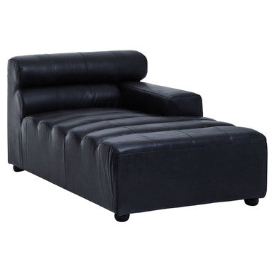 King Antique Black Right Arm Leather Modular Chaise Sofa - Image 2