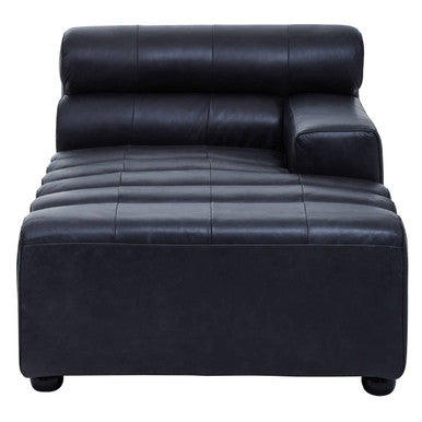 King Antique Black Right Arm Leather Modular Chaise Sofa - Image 4