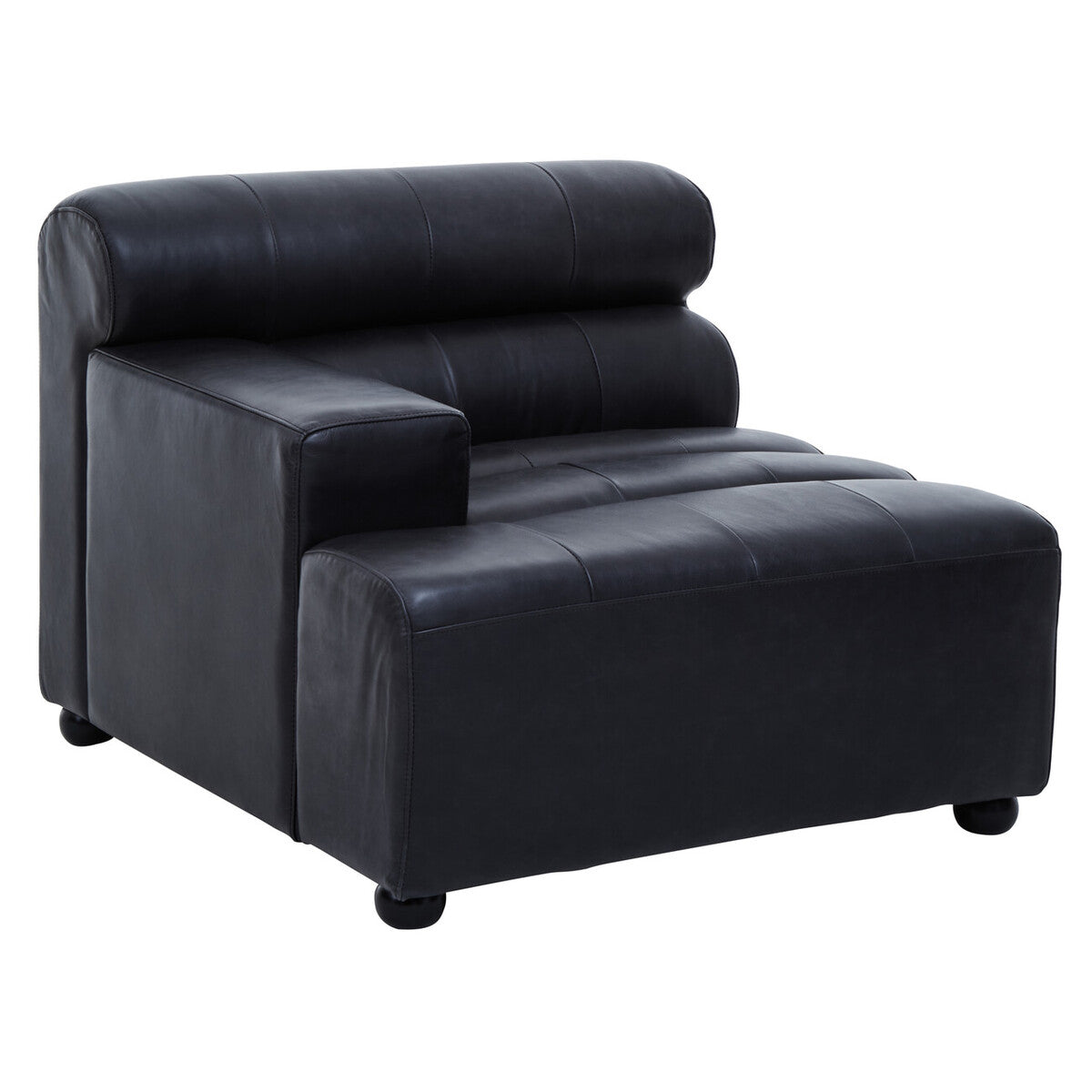 Left Arm Antique Black Modular Leather Sofa, King - Image 2