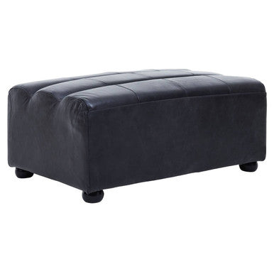 Antique Black Leather Modular Ottoman, King - Image 4