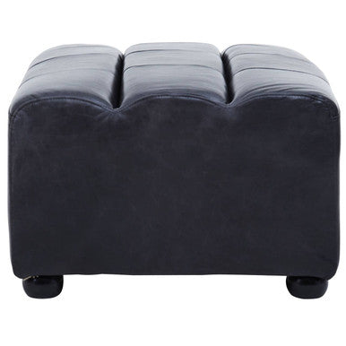 Antique Black Leather Modular Ottoman, King - Image 5