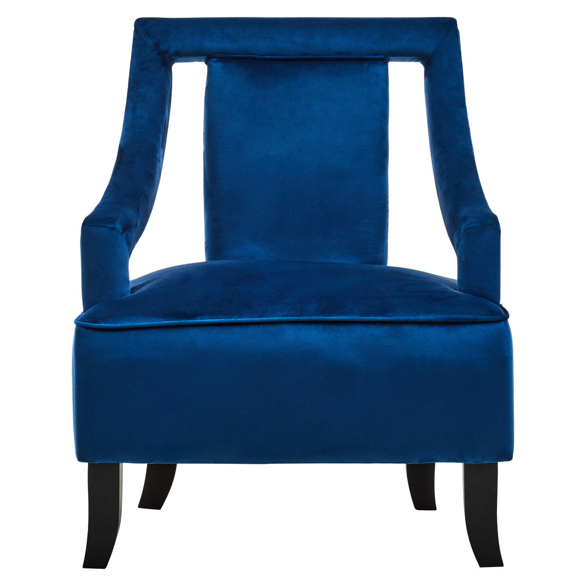 Blue velvet chair on a white background