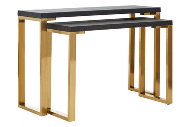 Cardoba Set Of Two Black Shagreen Effect Console Tables