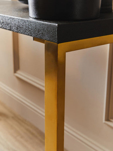 Cardoba Set Of Two Black Shagreen Effect Console Tables