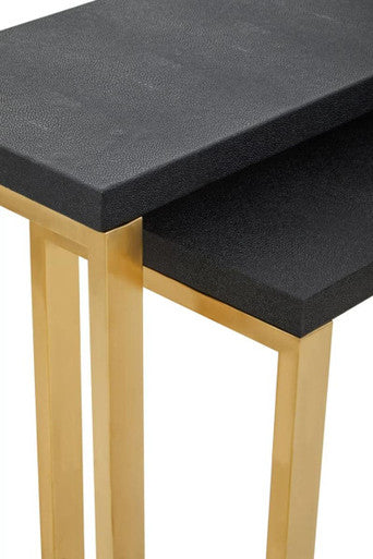 Cardoba Set Of Two Black Shagreen Effect Console Tables